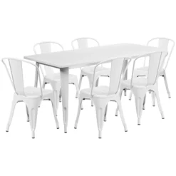 Flash Furniture Commercial Grade 31.5" x 63" Metal Table Set with 6 Stack Chairs -Flash Furniture Sale Store GUEST efb1bfca 877b 4cc0 8015 b1ad7a2b3f6f