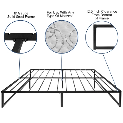 Flash Furniture 14" Metal Platform Bed Frame with 10" Mattress and 2" Gel Topper 6 Flash Furniture 14" Metal Platform Bed Frame with 10" Mattress and 2" Gel Topper - Image 6