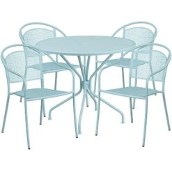 Flash Furniture Oia Commercial Grade 35.25" Round Indoor-Outdoor Steel Patio Table Set with 4 Chairs -Flash Furniture Sale Store GUEST f2d7fe7a 35a6 41da b682 eca32db5edba