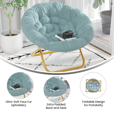 Flash Furniture Gwen 38" Oversized Faux Fur Folding Saucer Chair 6 Flash Furniture Gwen 38" Oversized Faux Fur Folding Saucer Chair - Image 6