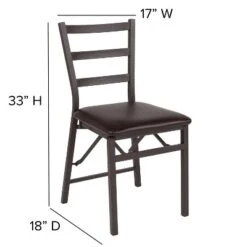 Flash Furniture HERCULES Series Brown Folding Ladder Back Metal Chair with Padded Vinyl Seat -Flash Furniture Sale Store GUEST f66ec6f0 3786 48bd 8971 a6913a187680