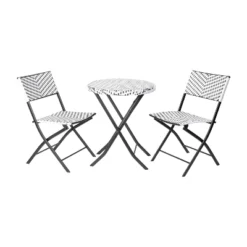 Flash Furniture Rouen 3-Piece French Bistro Set - Folding PE Rattan Table & Chairs -Flash Furniture Sale Store GUEST f6805da0 94f6 4849 a37e 5d6dc7ba9f19