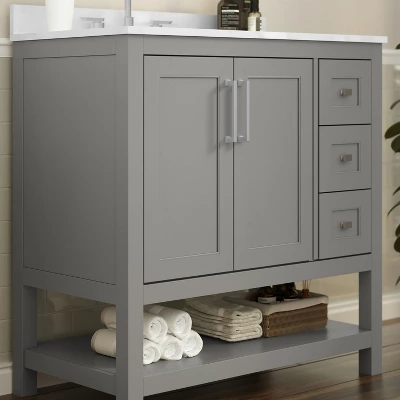 Flash Furniture Vega Bathroom Vanity with Sink and Carrara Marble Countertop 4 Flash Furniture Vega Bathroom Vanity with Sink and Carrara Marble Countertop - Image 4