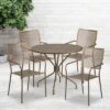 Flash Furniture Oia 35.25" Round Steel Patio Table Set with 4 Chairs