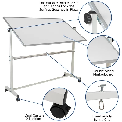 Flash Furniture HERCULES Series Double-Sided Mobile White Board with Stand 4 Flash Furniture HERCULES Series Double-Sided Mobile White Board with Stand - Image 4