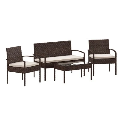 Flash Furniture Aransas Series 4-Piece Rattan Patio Furniture Set 12 Flash Furniture Aransas Series 4-Piece Rattan Patio Furniture Set - Image 12