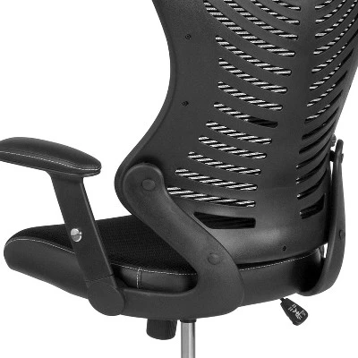 Flash Furniture High Back Designer Black Mesh Drafting Chair with LeatherSoft Sides 5 Flash Furniture High Back Designer Black Mesh Drafting Chair with LeatherSoft Sides - Image 5