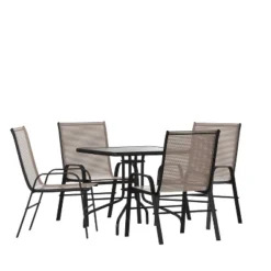 Flash Furniture 5 Piece Outdoor Patio Dining Set - Tempered Glass Table & 4 Chairs -Flash Furniture Sale Store GUEST fadfece4 fa56 4df1 a940 0b1fe97271a9