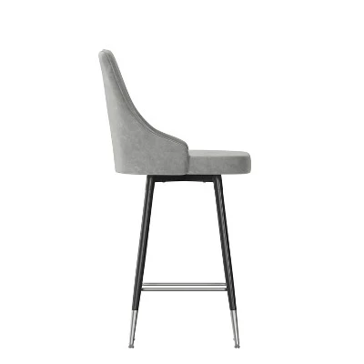 Flash Furniture Commercial Gray LeatherSoft Counter Height Stools - Set of 2 9 Flash Furniture Commercial Gray LeatherSoft Counter Height Stools - Set of 2 - Image 9