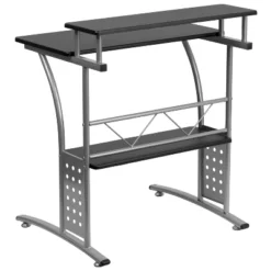 Flash Furniture Clifton Black Computer Desk with Raised Monitor Shelf