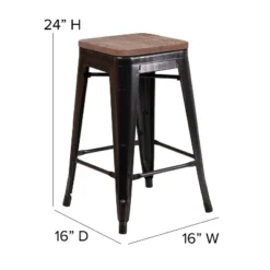 Flash Furniture 24" Backless Metal Counter Stool with Wood Seat -Flash Furniture Sale Store GUEST fc21ecc3 a648 4a8c beae b758a301633a