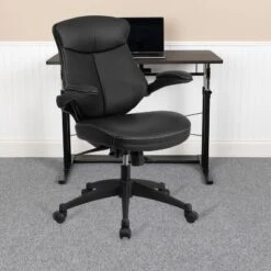 Flash Furniture Kale Mid-Back Black LeatherSoft Executive Swivel Ergonomic Office Chair