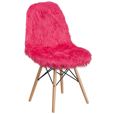 Flash Furniture Shaggy Dog White Faux Fur Accent Chair with Wood Legs 14 Flash Furniture Shaggy Dog White Faux Fur Accent Chair with Wood Legs - Image 14