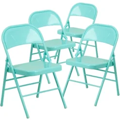 Flash Furniture HERCULES COLORBURST Triple Braced Metal Folding Chairs - 4 Pack -Flash Furniture Sale Store GUEST fd9488f3 d4da 4b1b 8a65 5420ad629026