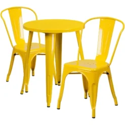 Flash Furniture Commercial Grade 24" Round Metal Indoor-Outdoor Table and 2 Cafe Chairs -Flash Furniture Sale Store GUEST fe5a4421 8d4a 4618 ae43 0920e8d9ccd9