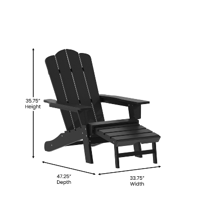 Flash Furniture Halifax All-Weather HDPE Adirondack Chair with Pull-Out Ottoman 6 Flash Furniture Halifax All-Weather HDPE Adirondack Chair with Pull-Out Ottoman - Image 6