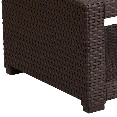 Flash Furniture Seneca Chocolate Brown Faux Rattan Coffee Table 4 Flash Furniture Seneca Chocolate Brown Faux Rattan Coffee Table - Image 4